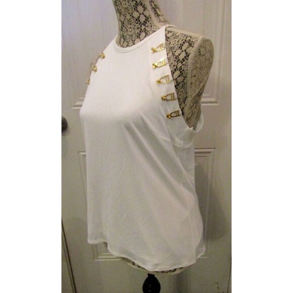 Murmur Reserve Blouse Top in White Gold Hardware Designer Retail $249 Sz 38 US M - Picture 5 of 10